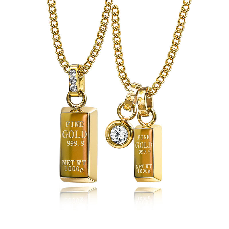 14K Gold Petite Brick Pendant Necklace