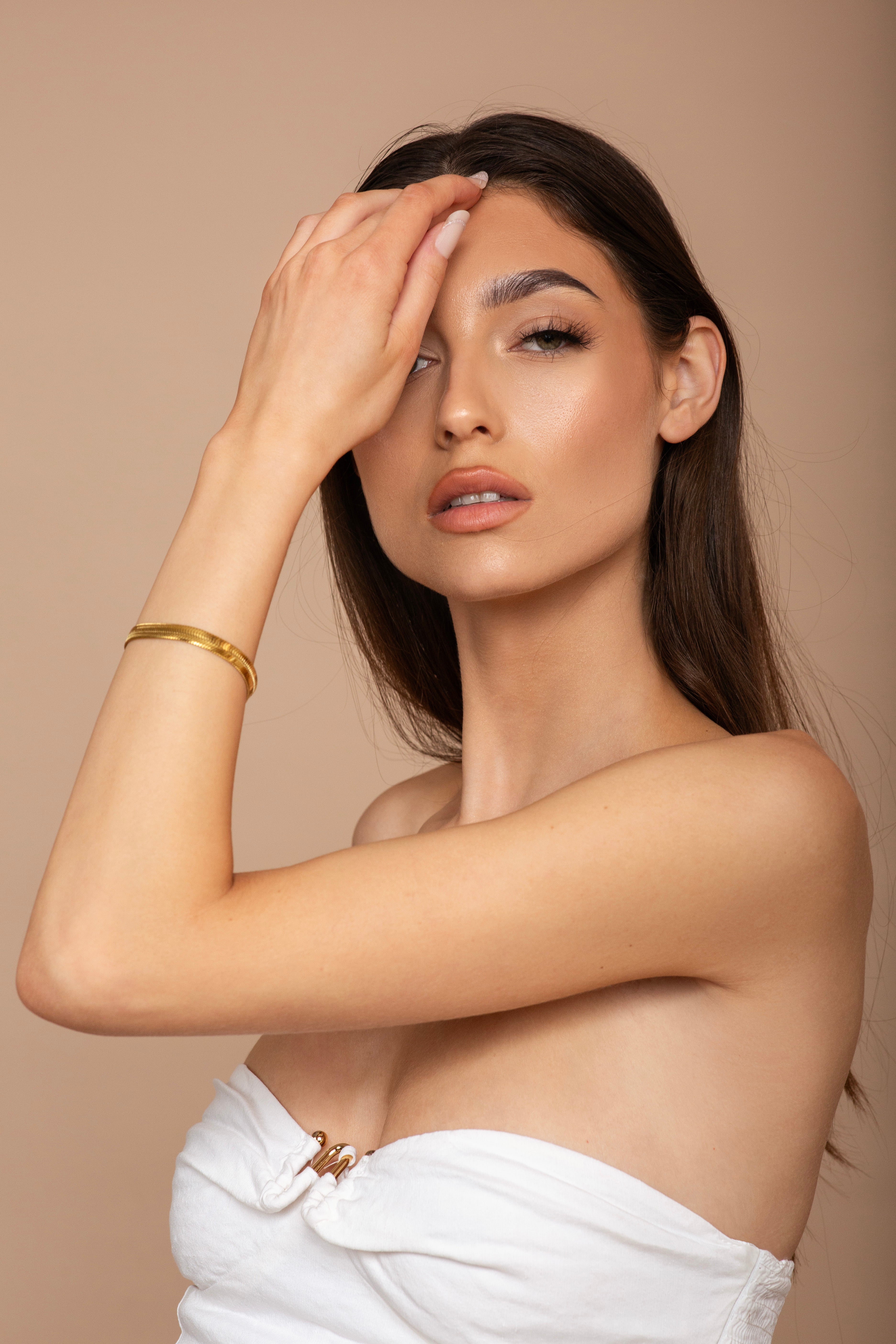 14K Gold Herringbone Chain Bracelet