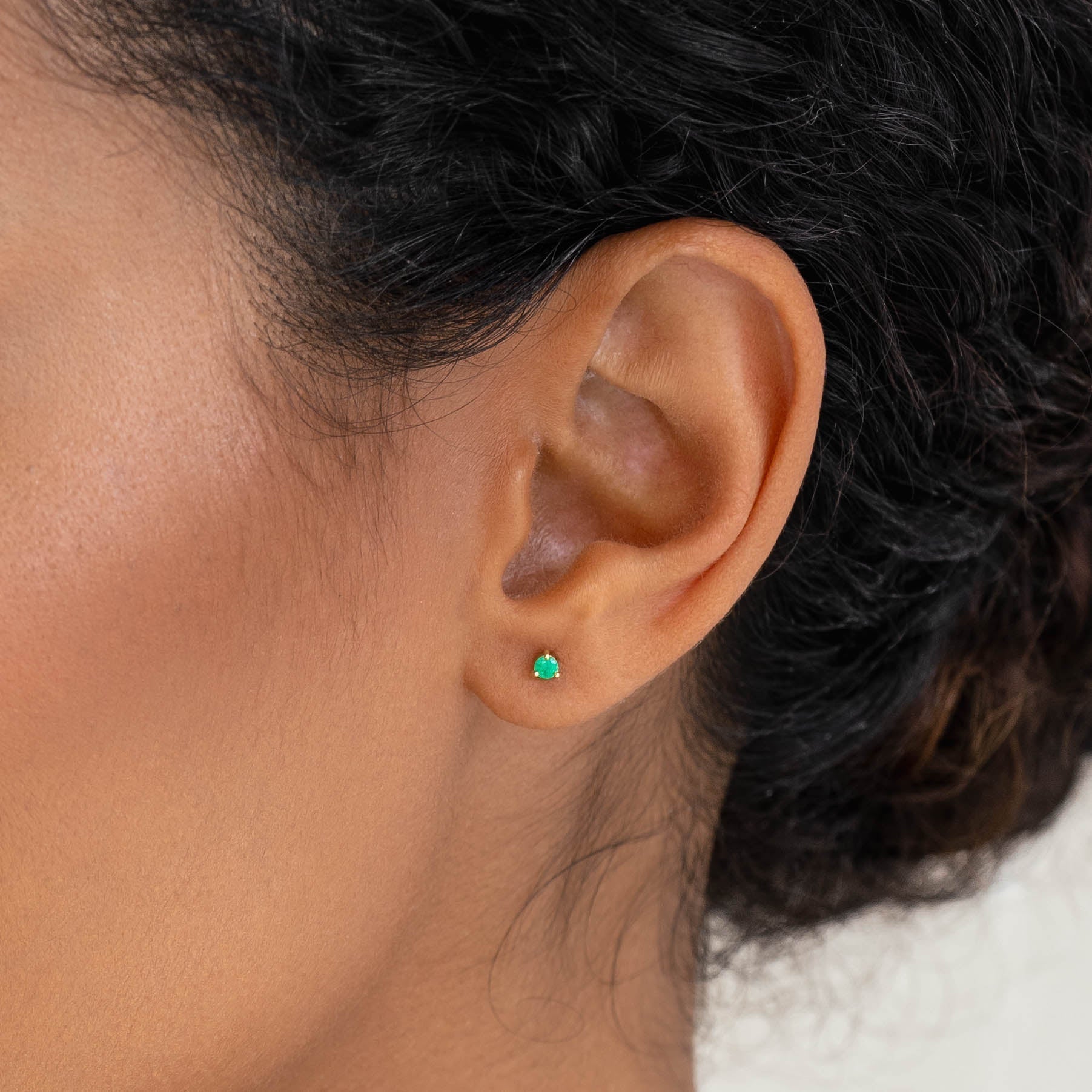 14K Gold Emerald Essence Stud Earrings