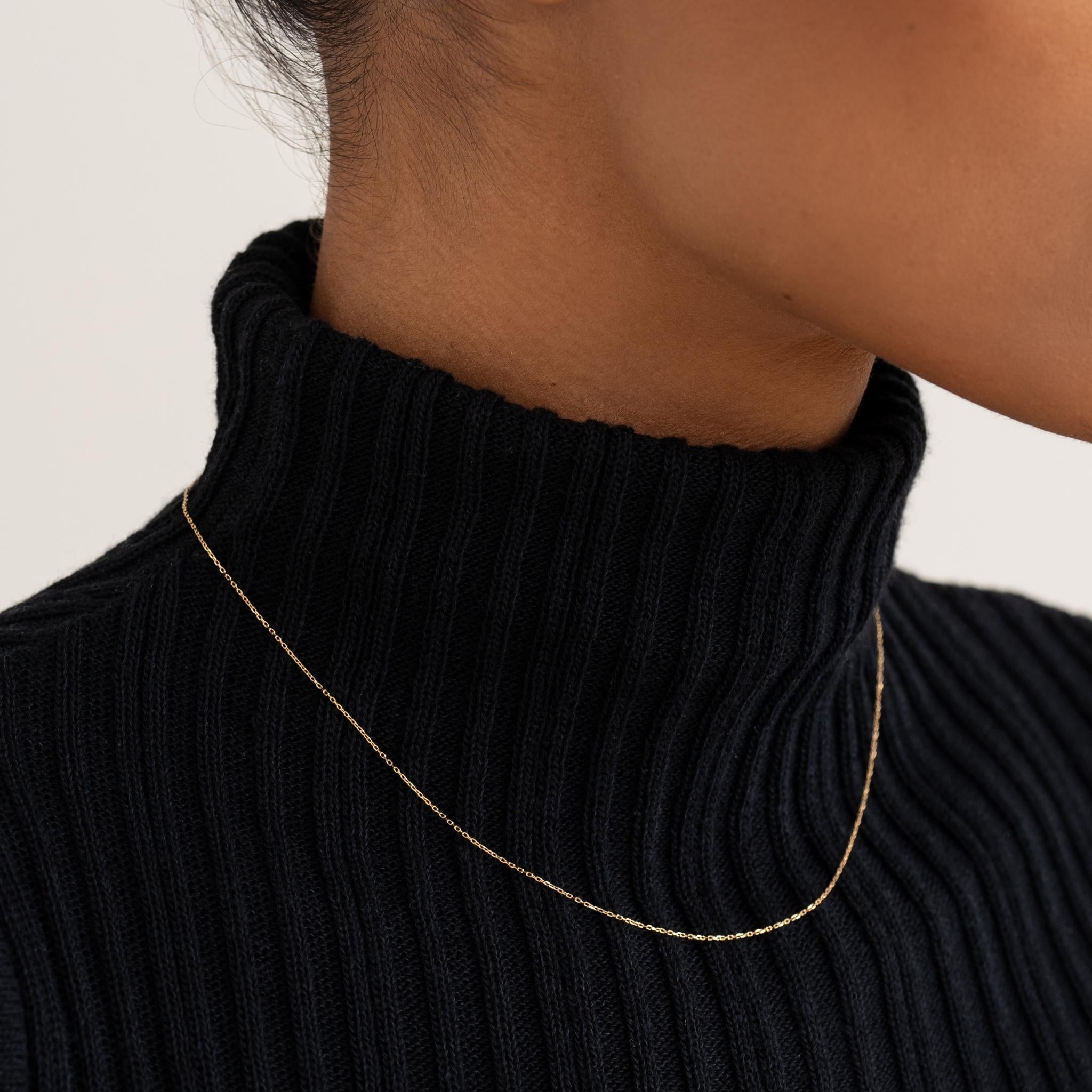 14K Gold Adjustable Cable Chain Necklace