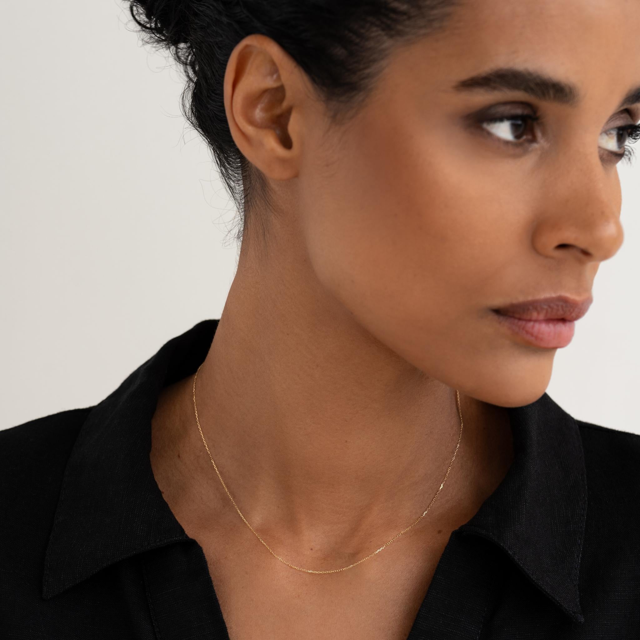 14K Gold Adjustable Cable Chain Necklace