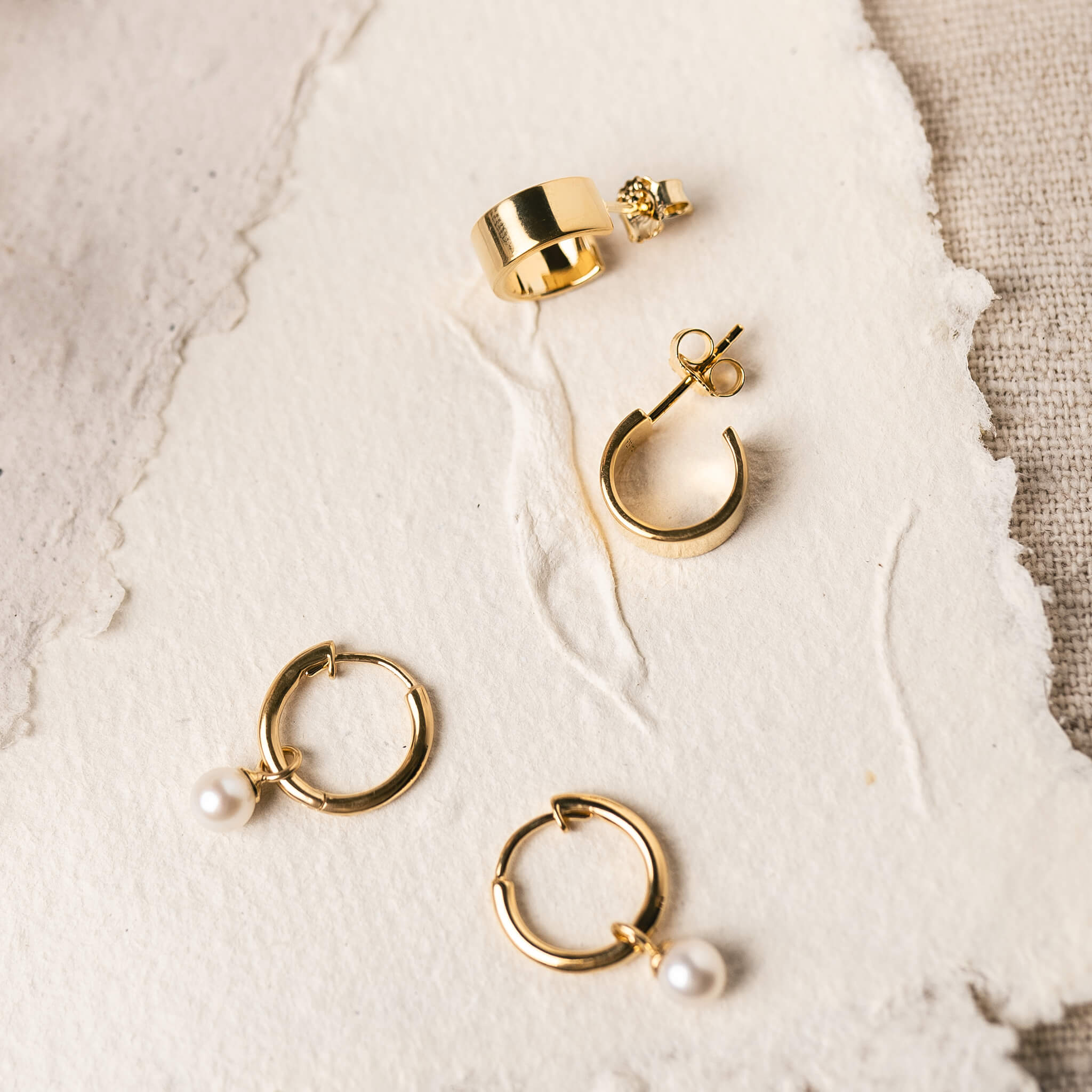 14K Gold Bold Arc Wide Hoop Earrings