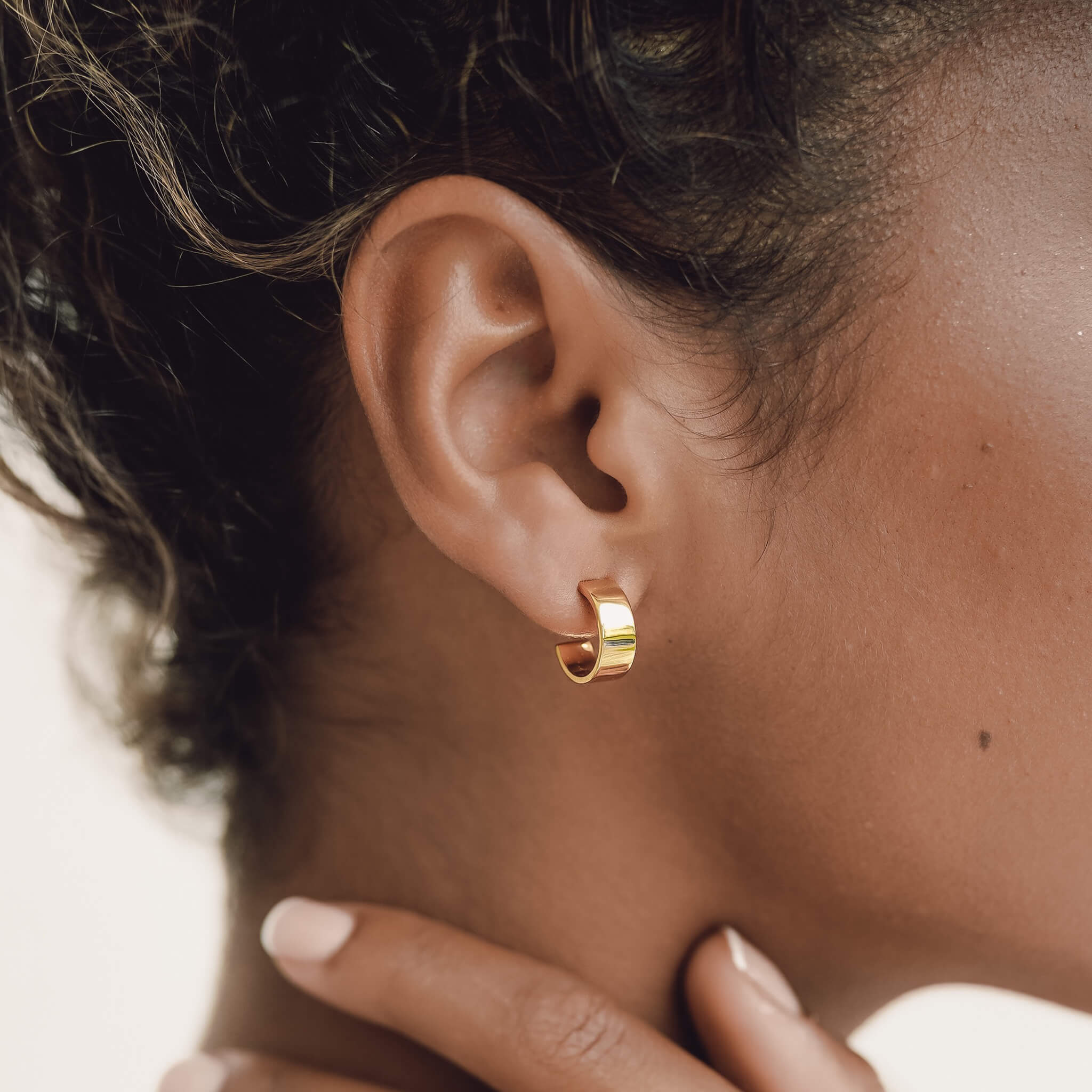 14K Gold Bold Arc Wide Hoop Earrings