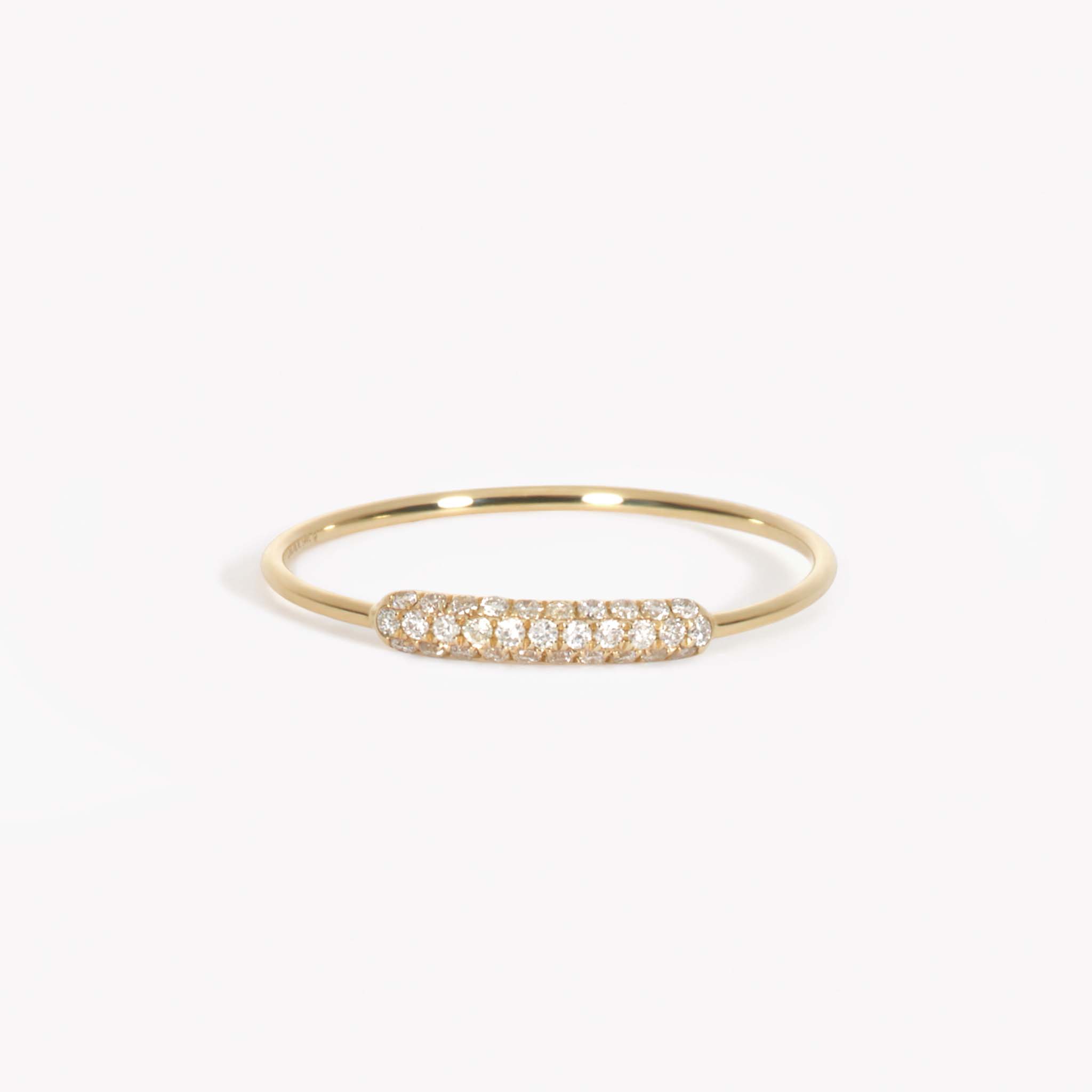 14K Gold Diamond Pave Bar Ring