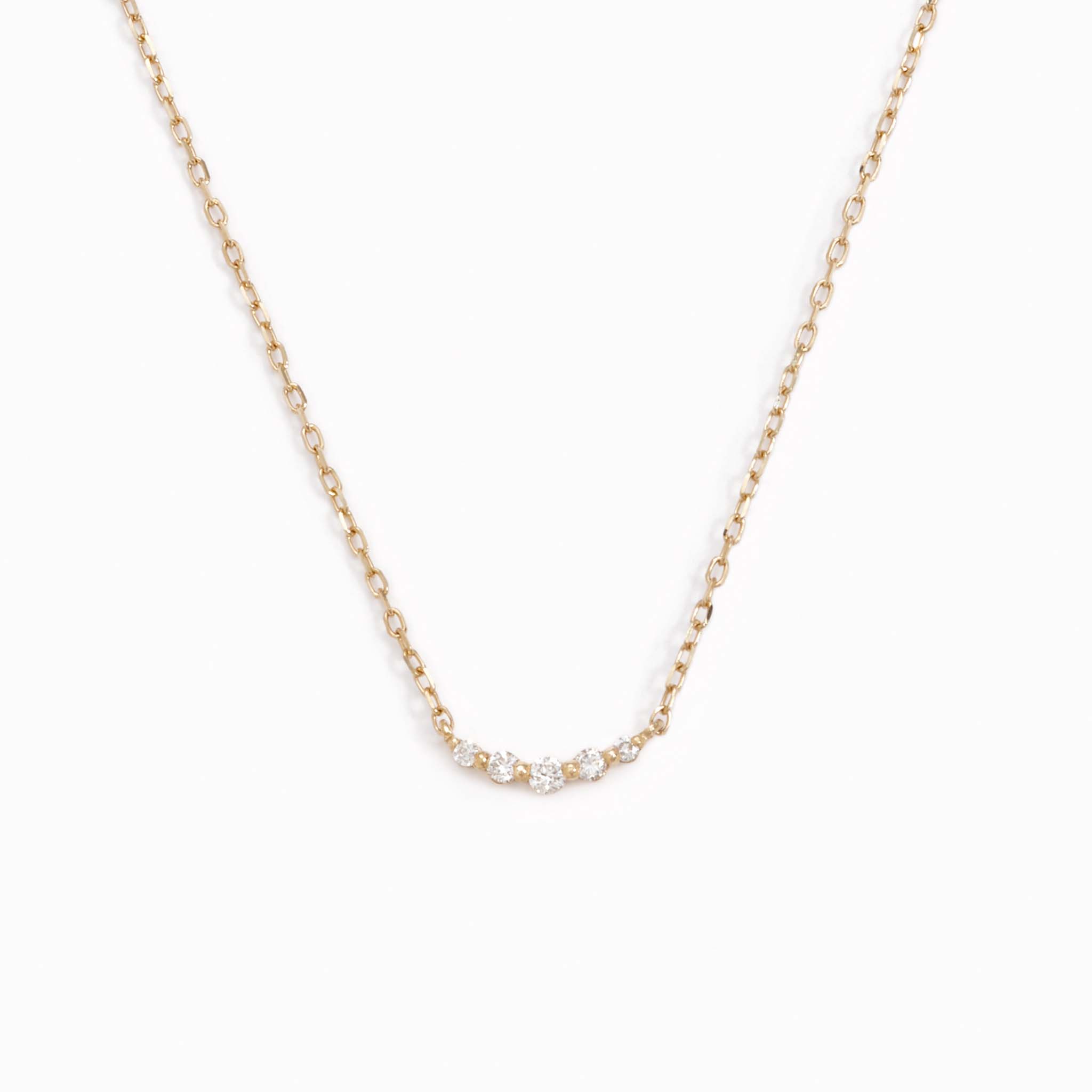 14k Gold Diamond Curved Bar Necklace  - Jemma