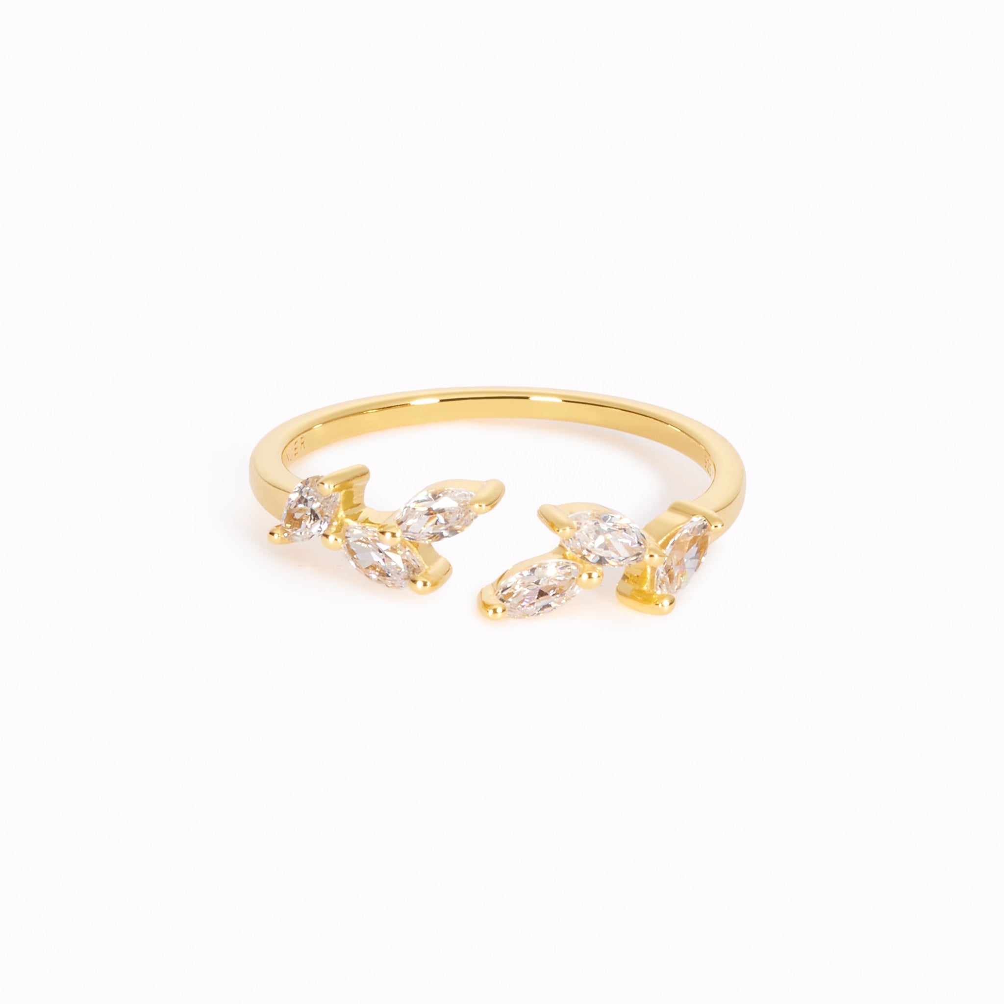 14k Gold  Open Diamond Leaf Ring