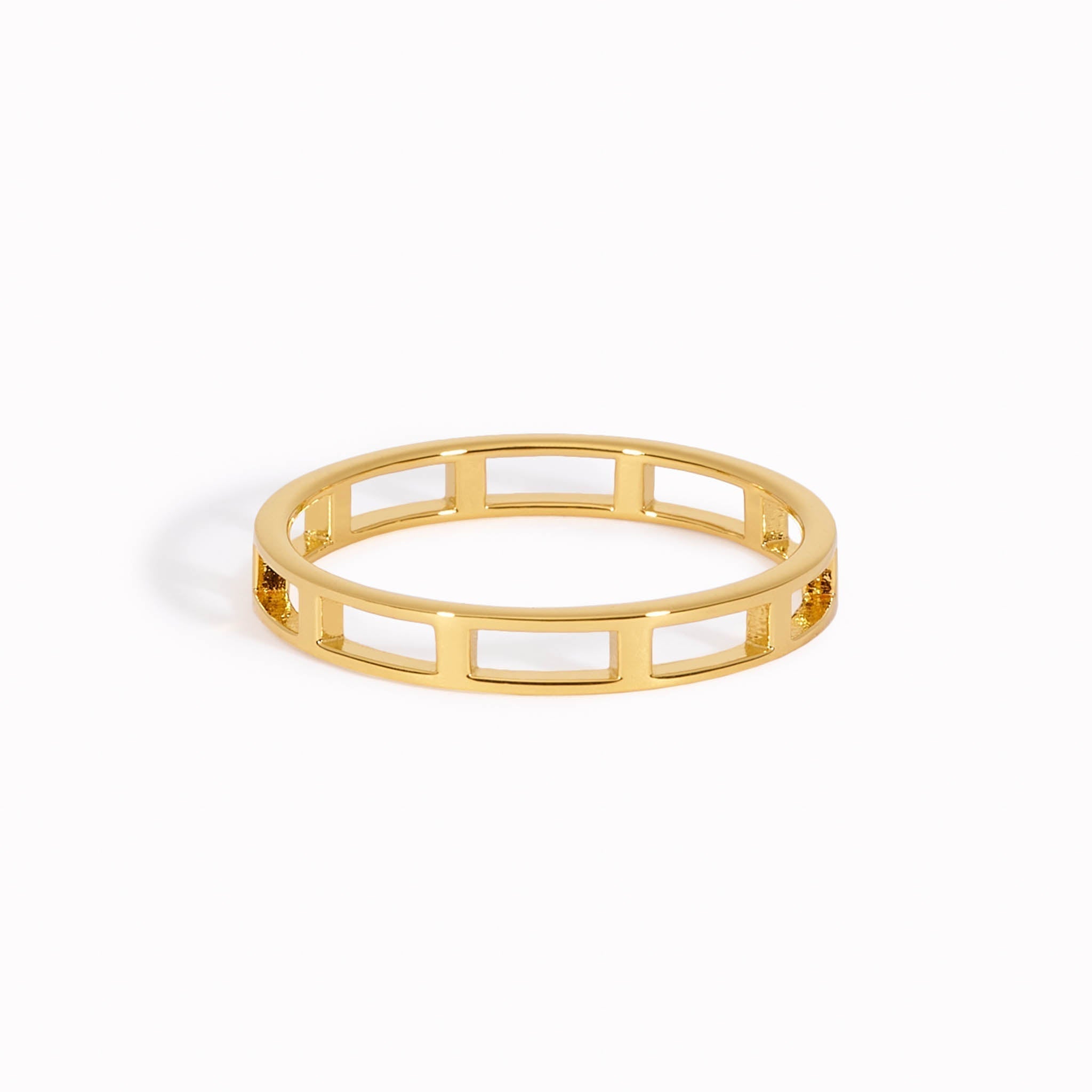 14K Gold Geometric Rectangle Cut-Out Statement Ring