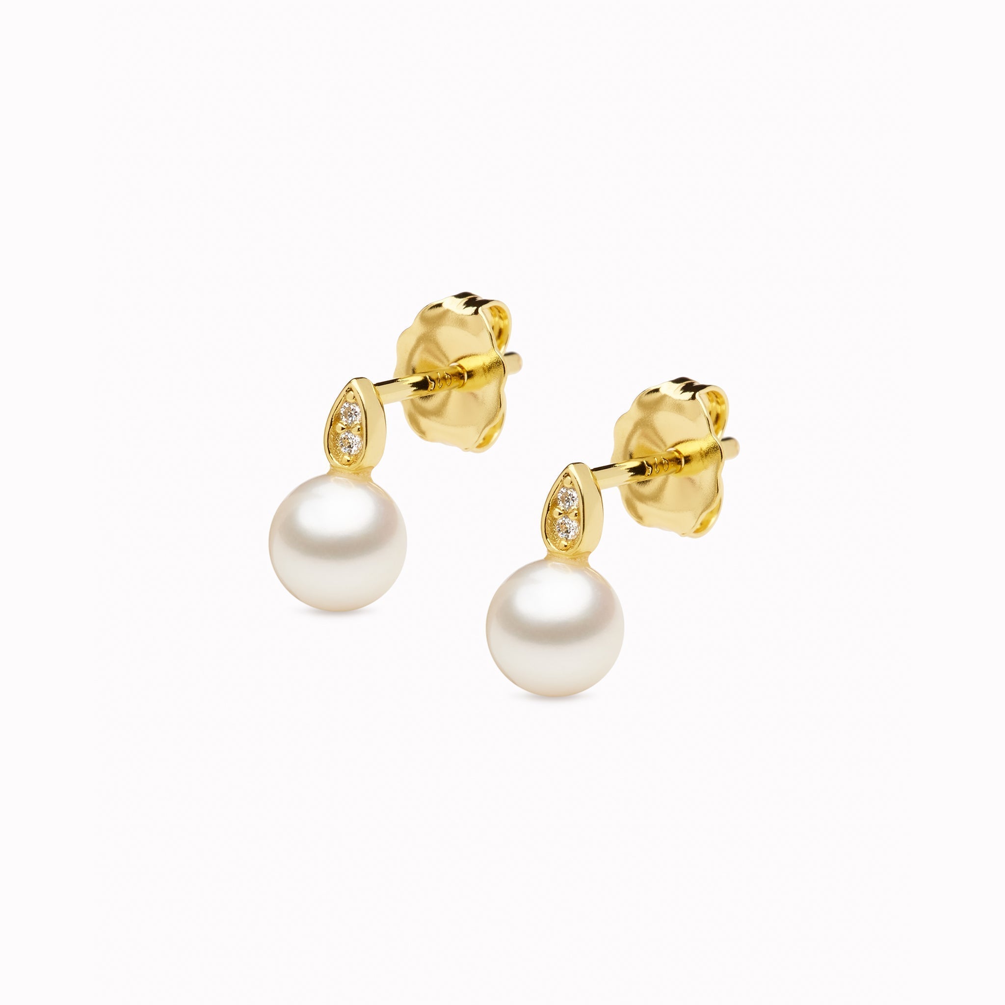 14K Gold Celestial Pearl Marquise Accent Earrings