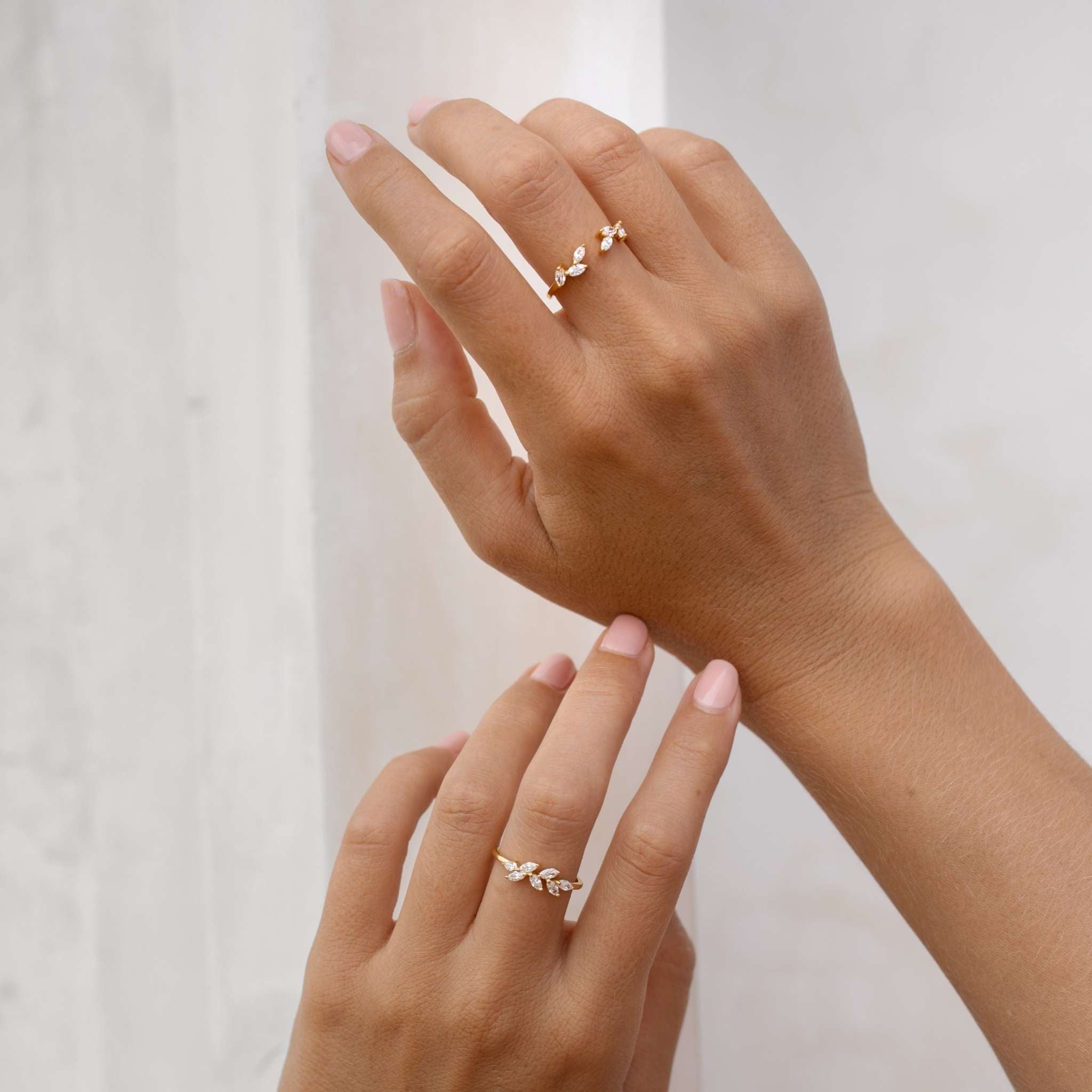 14k Gold  Open Diamond Leaf Ring