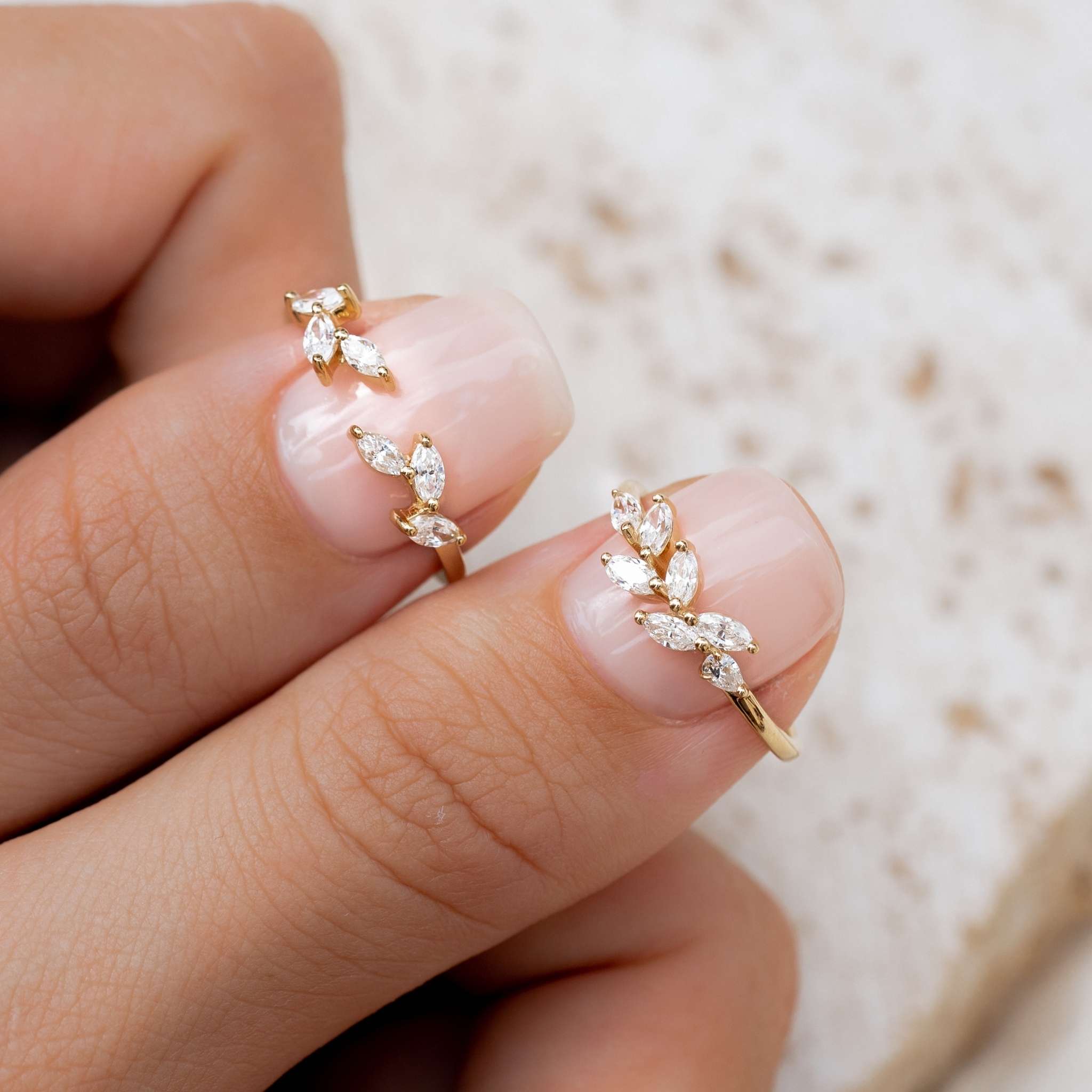 14k Gold  Open Diamond Leaf Ring