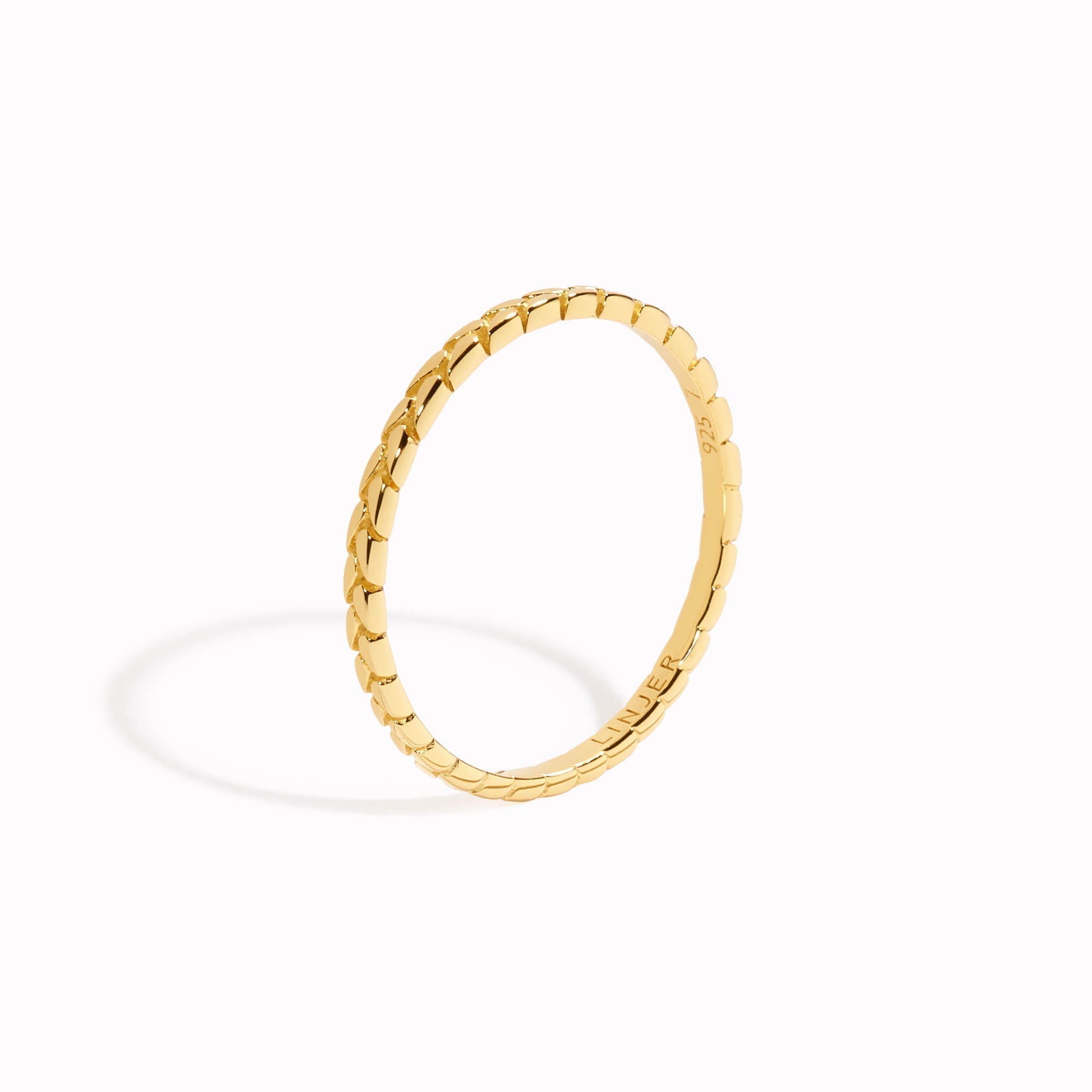 14K Gold Braided Texture Dainty Stacking Ring