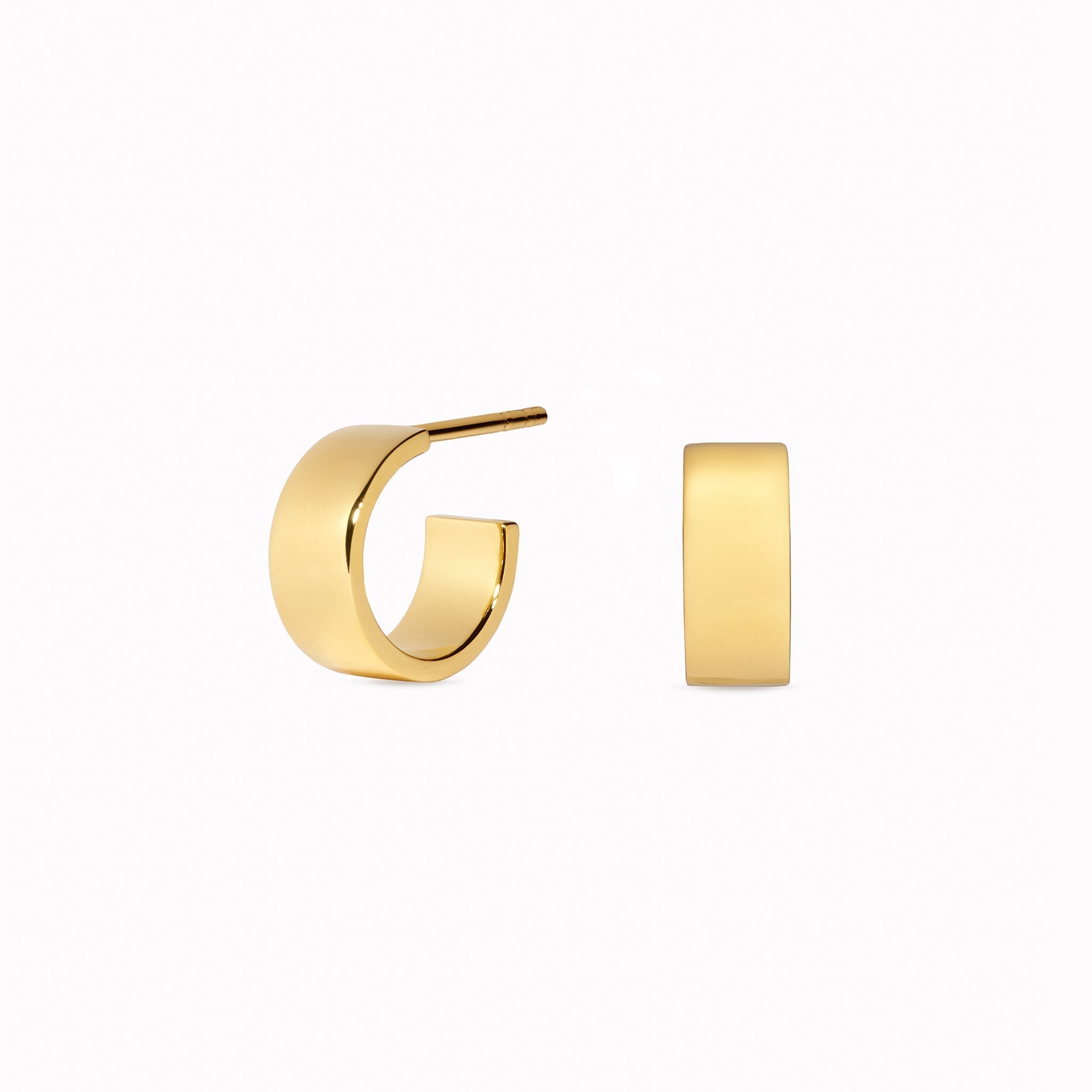 14K Gold Bold Arc Wide Hoop Earrings