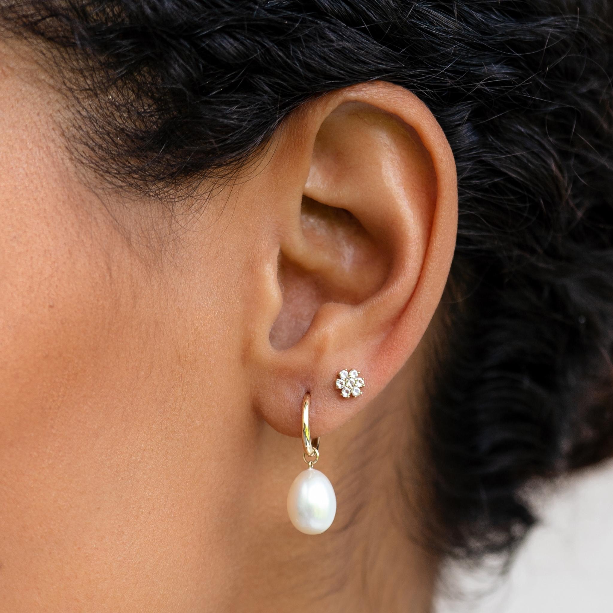 14K Gold Floral Radiance Topaz Stud Earrings