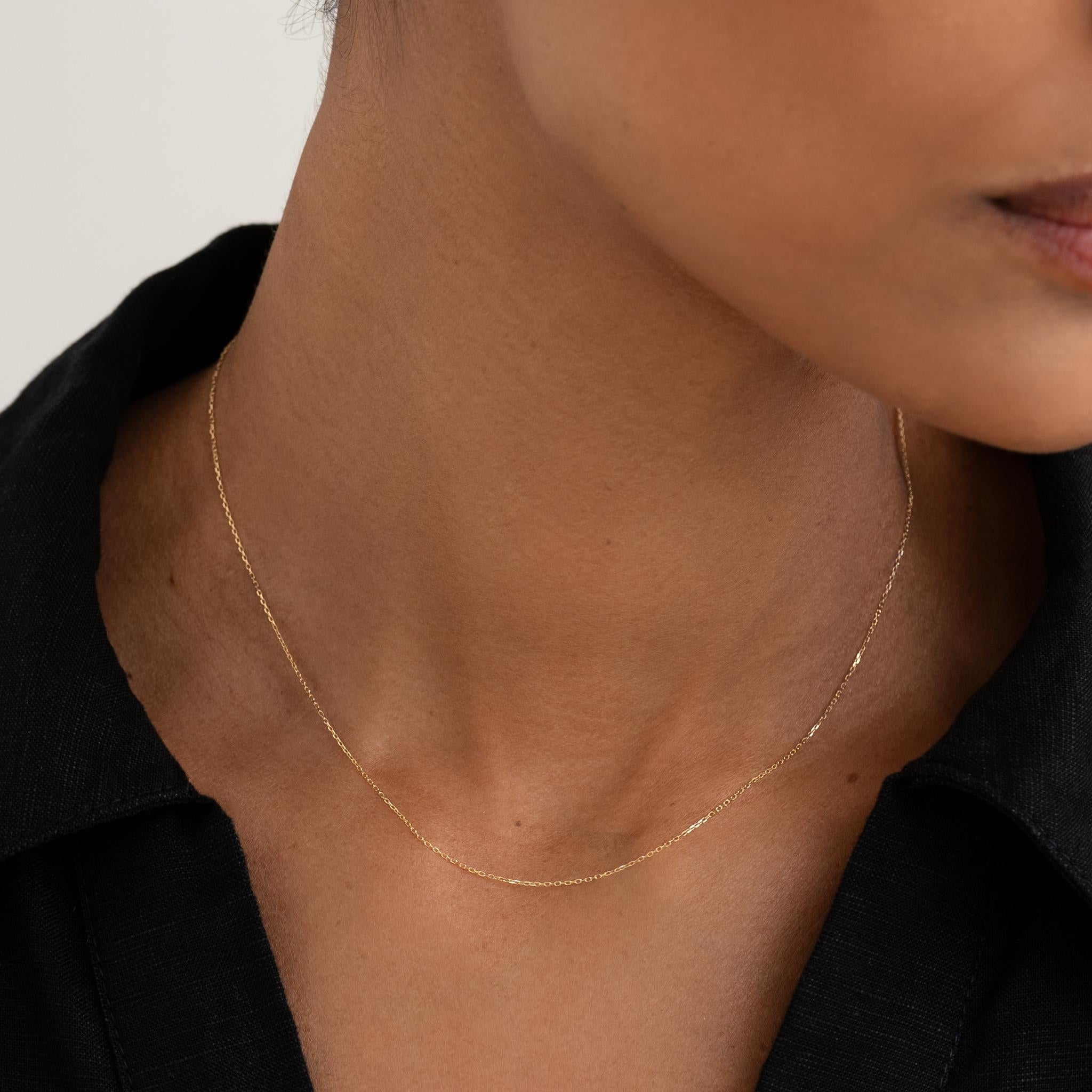 14K Gold Adjustable Cable Chain Necklace