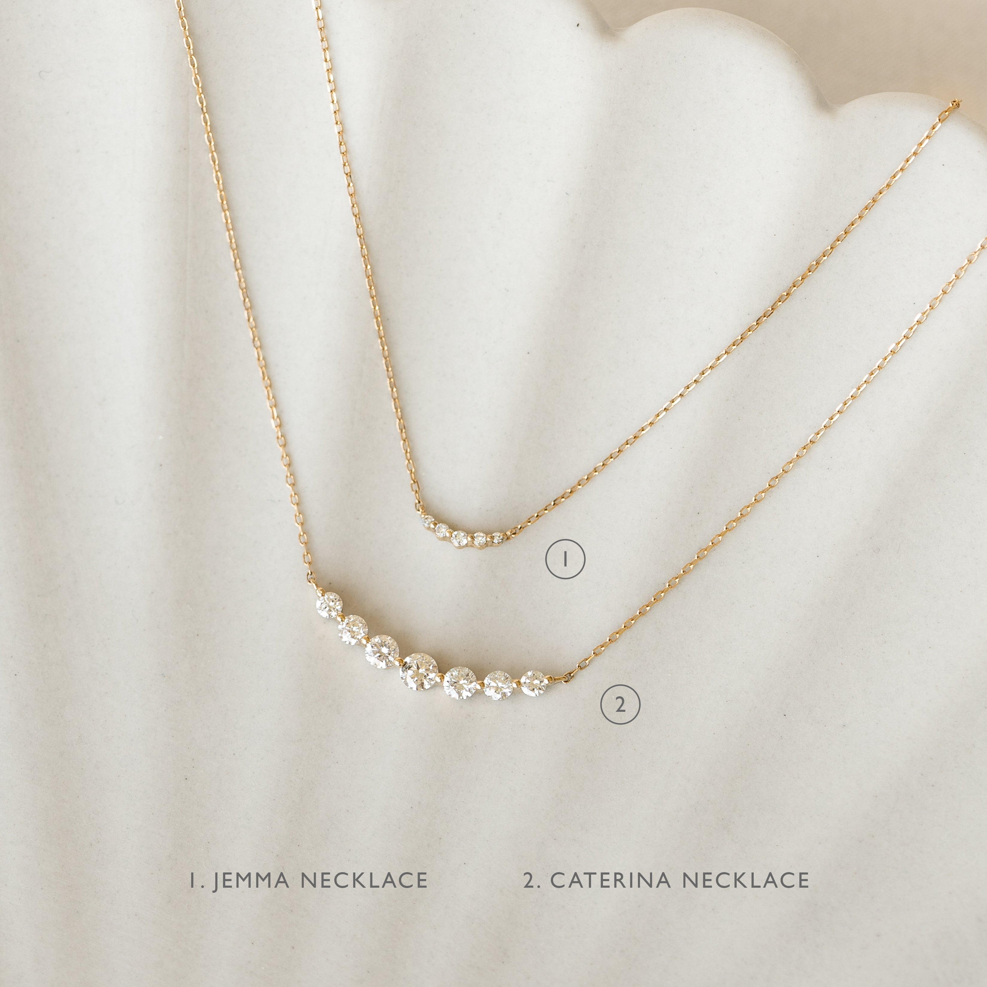 14k Gold Diamond Curved Bar Necklace  - Jemma