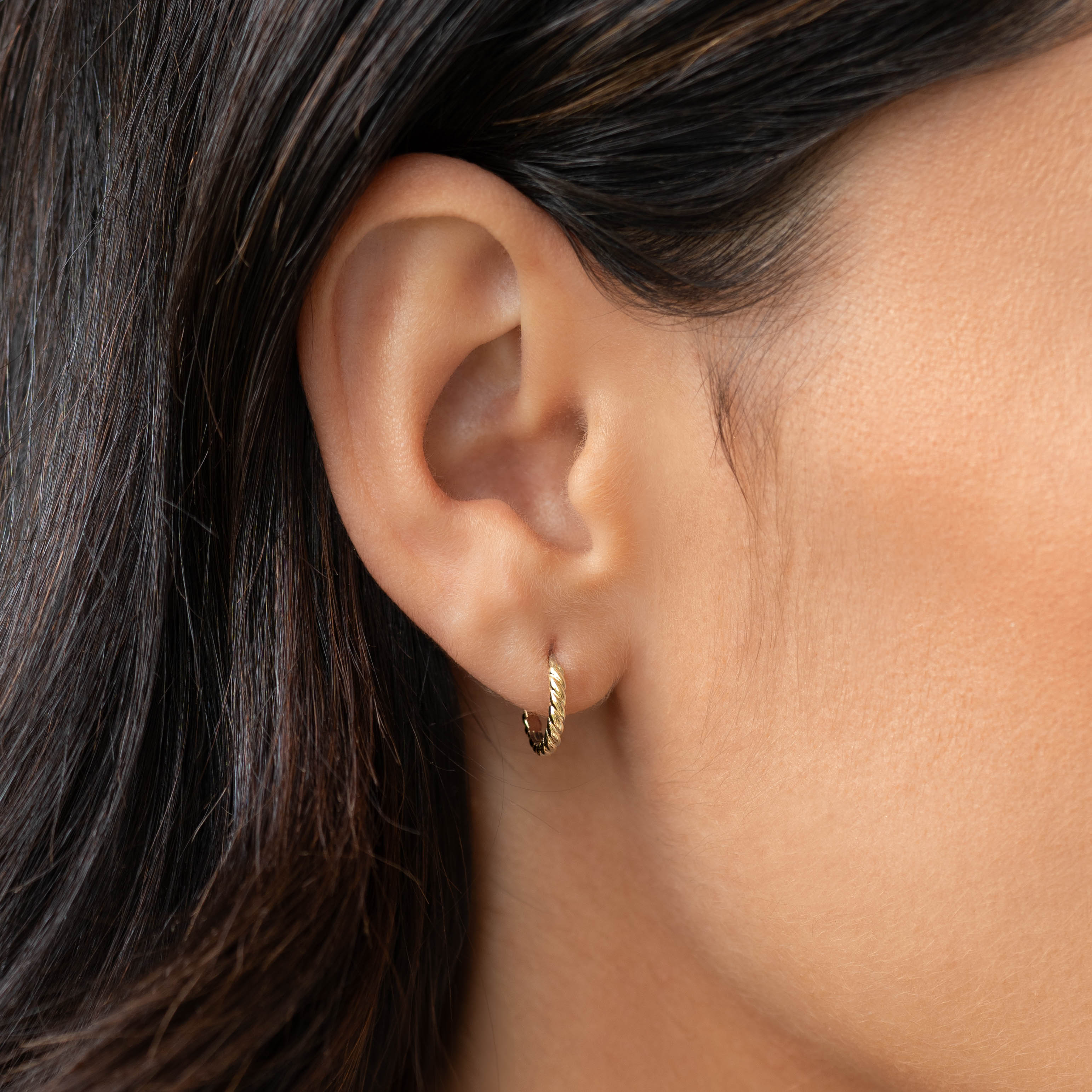 14K Gold Clemence Braided Huggie Hoop Earrings