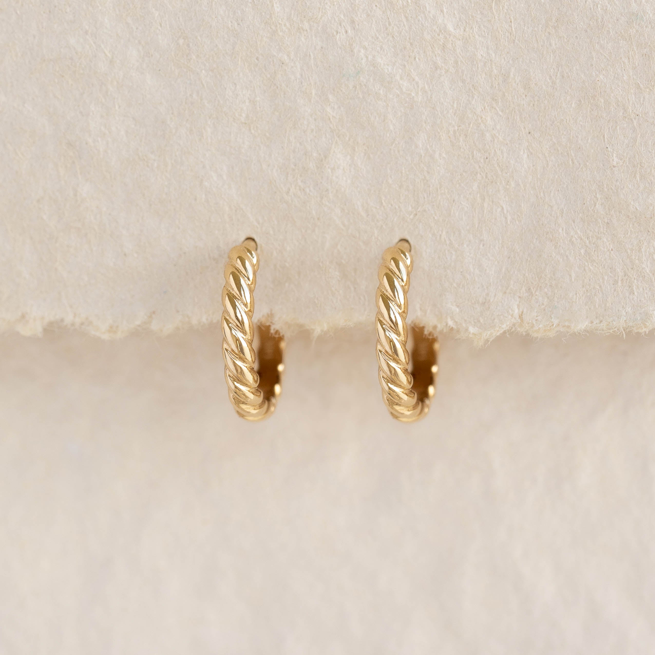 14K Gold Clemence Braided Huggie Hoop Earrings