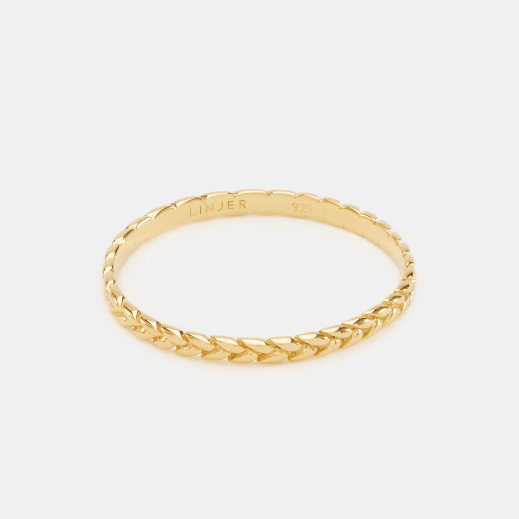 14K Gold Braided Texture Dainty Stacking Ring