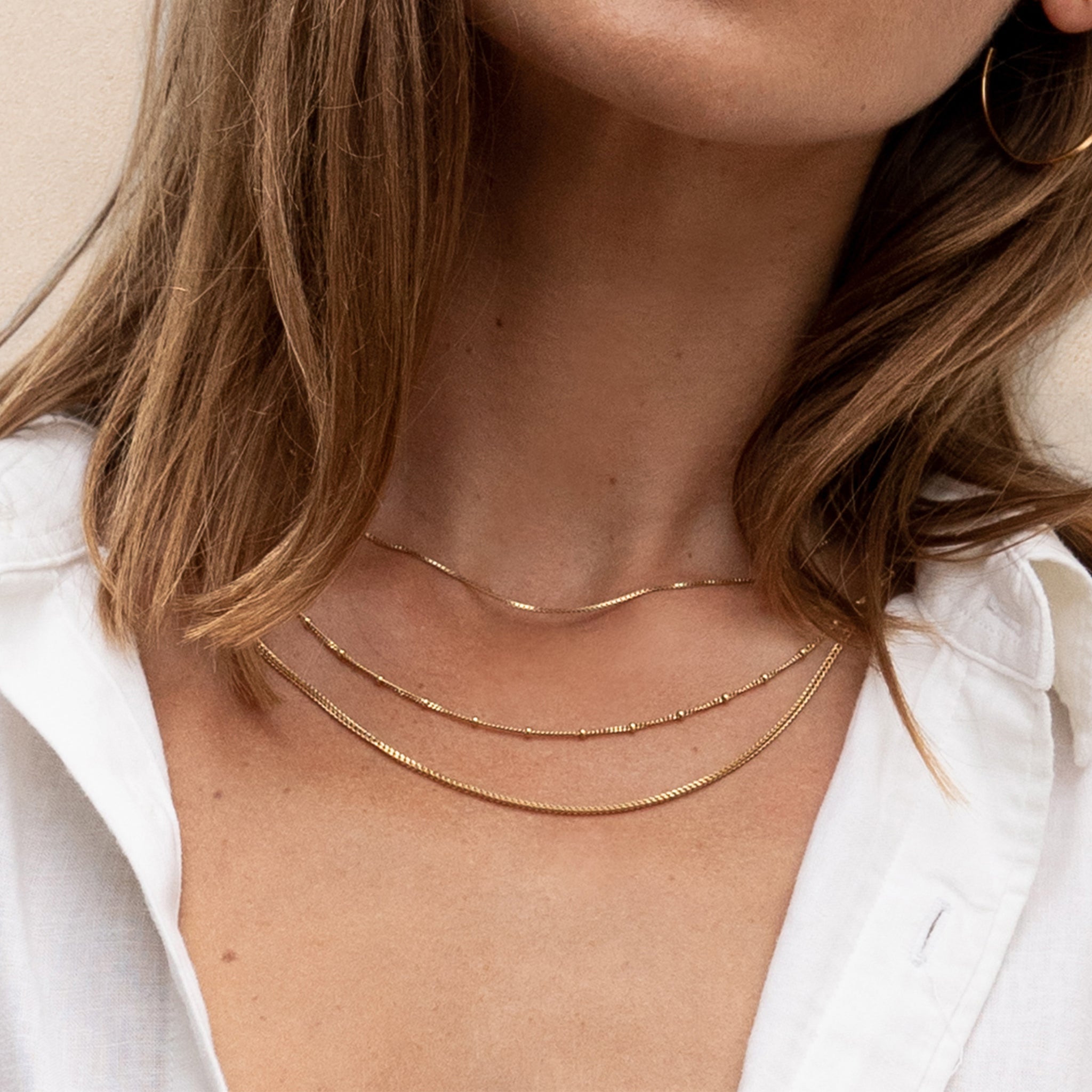 14K Gold Diamond-Cut Beaded Chain Necklace