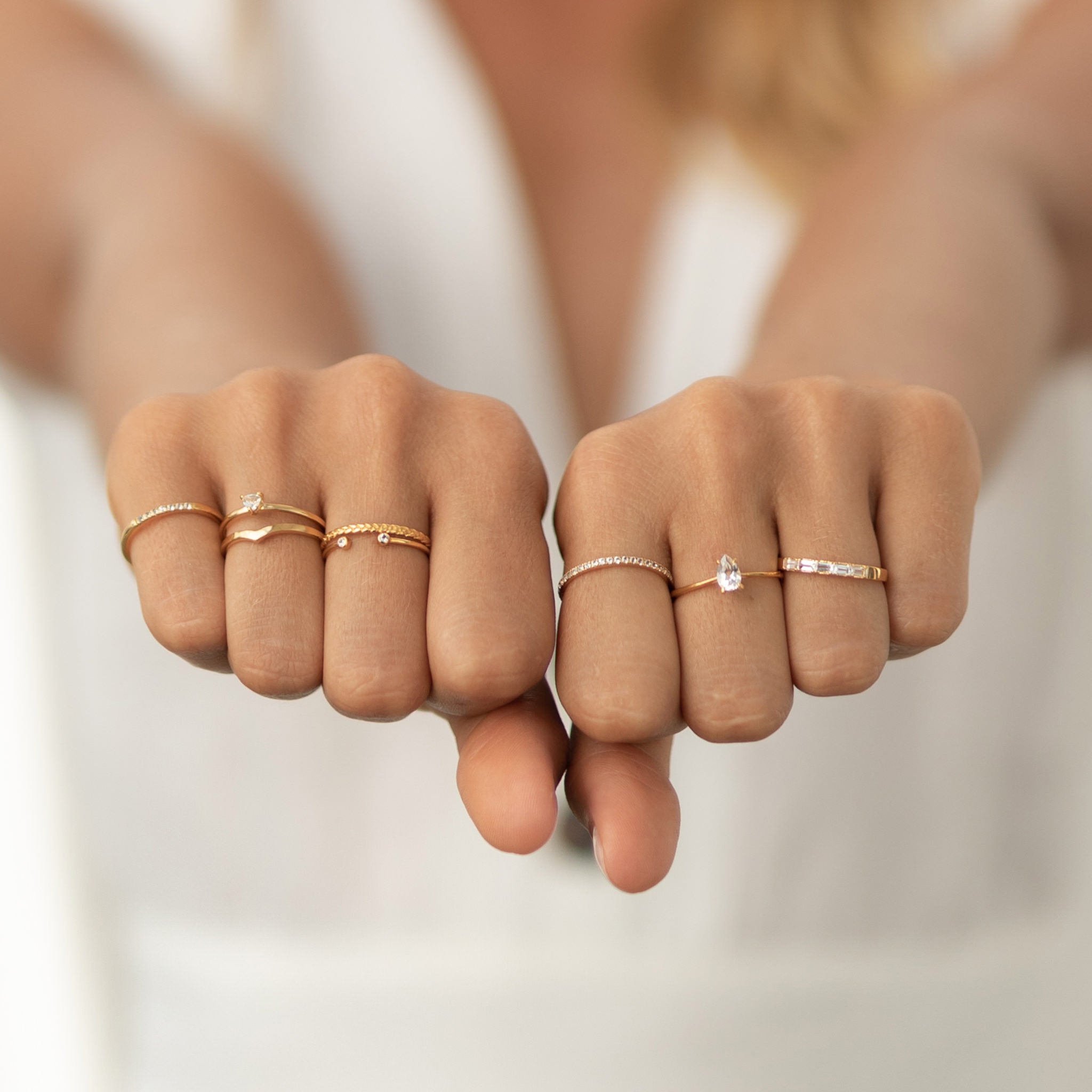 14K Gold Braided Texture Dainty Stacking Ring