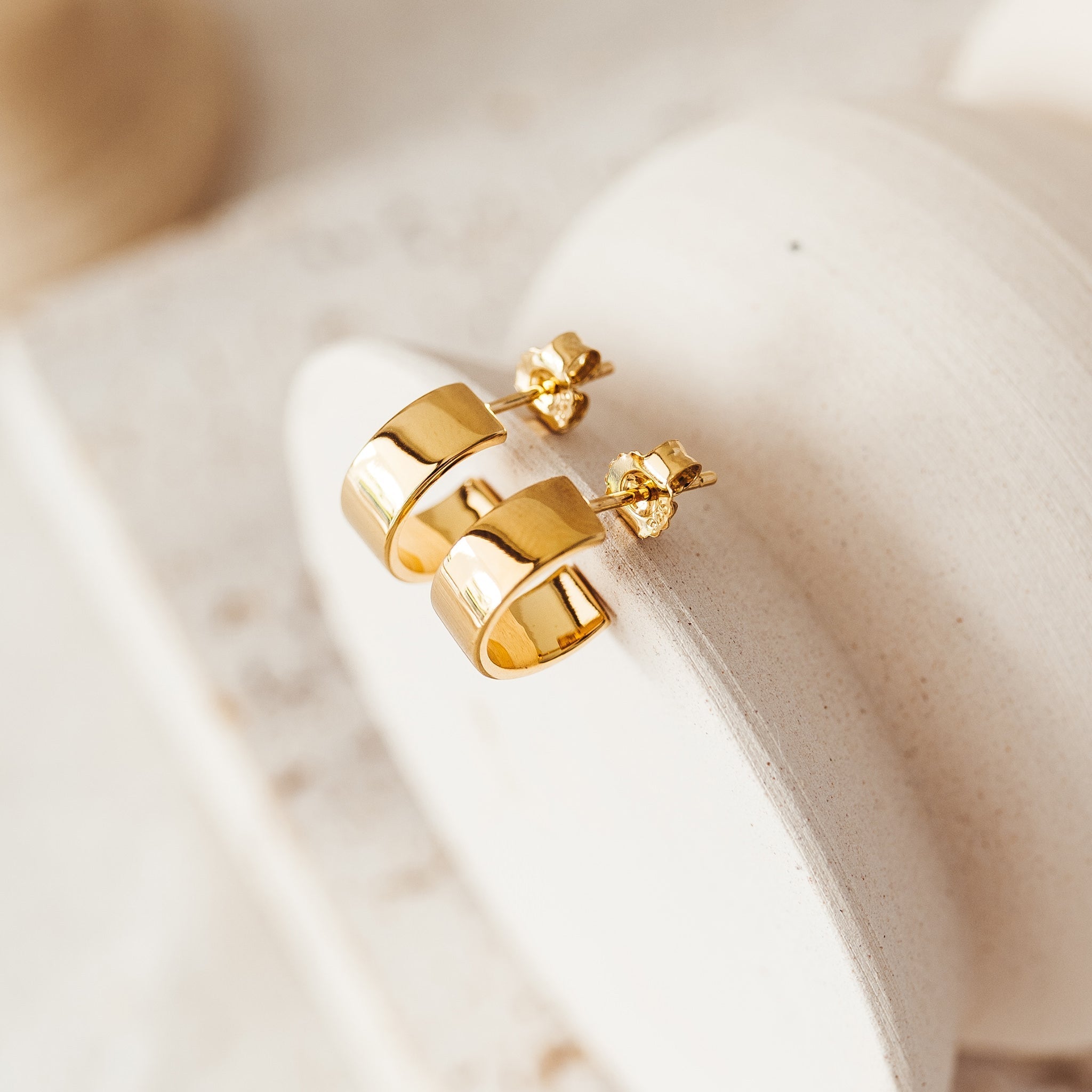 14K Gold Bold Arc Wide Hoop Earrings